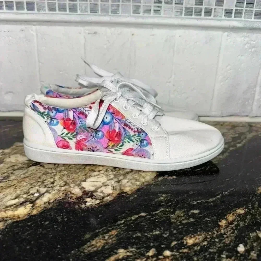 Women's Unbranded Sneakers White Pink Floral Size 6 - Picture 7 of 11